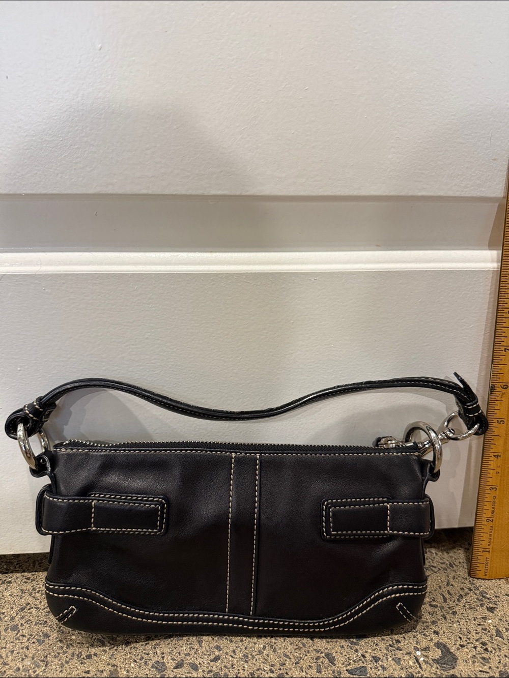 Coach Black Leather Mini Shoulder Bag with Silver Hardware - Picture 2 of 2